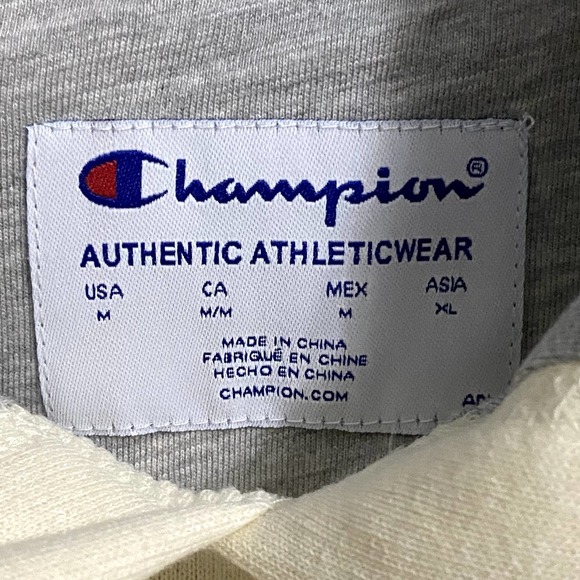 CHAMPION NEW Men's Powerblend Fleece Pullover Hoodie Script Logo Natural Medium - Picture 4 of 6